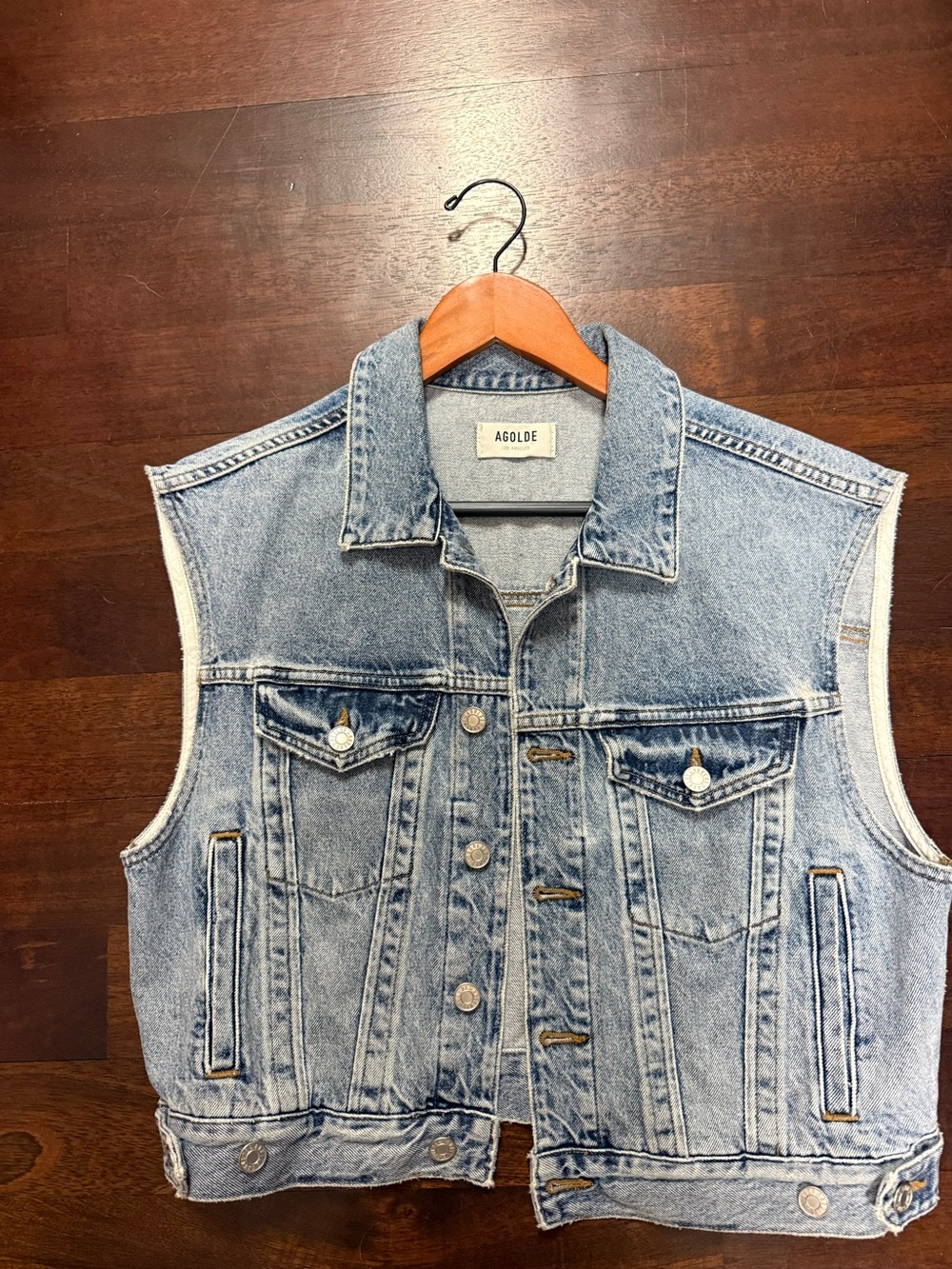 AGOLDE Light Wash Denim Vest, size small